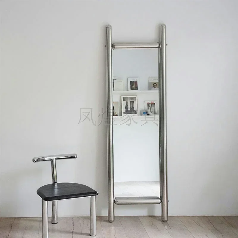 Body Full-Length Mirror Retro Nordic Household Stainless Steel Floor Full-Length Mirror188x57cm