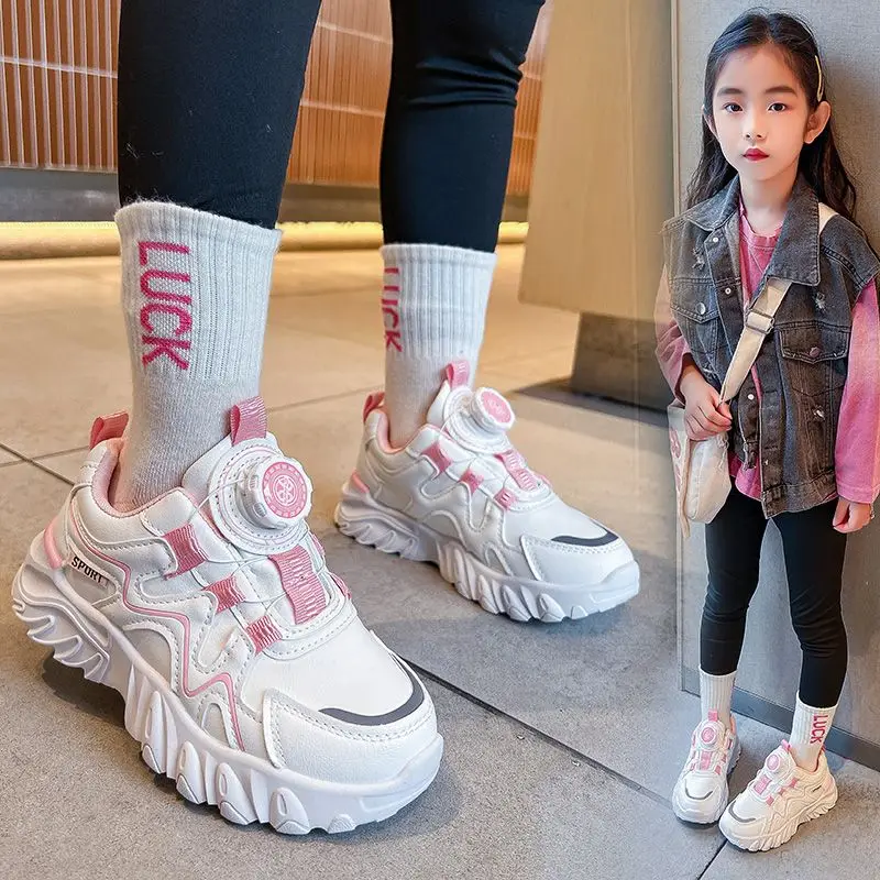 

Kids Sports Shoes 2026 New Arrival Boys Girls Running Sneakers Fashion Leather Dad Shoe Casual White Trainers for Children