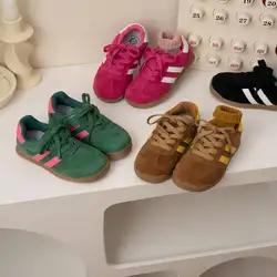 Zapatos de ante para niños y niñas, chanclas cómodas de suela suave, estilo británico, a la moda, color verde caqui y Camel, novedad de otoño, 2024