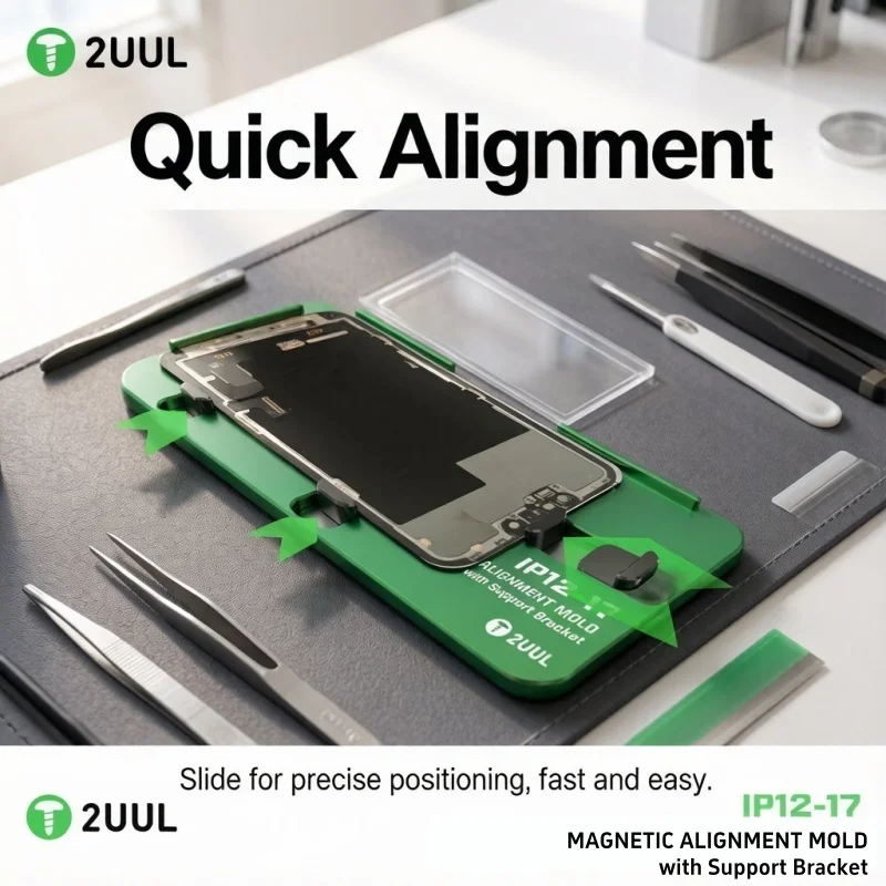 2UUL SH01 Magnetic Alignment Mold with Support Bracket for iPhone 12 13 14 15 16 17 Pro Max LCD Screen Laminating Repair Tools