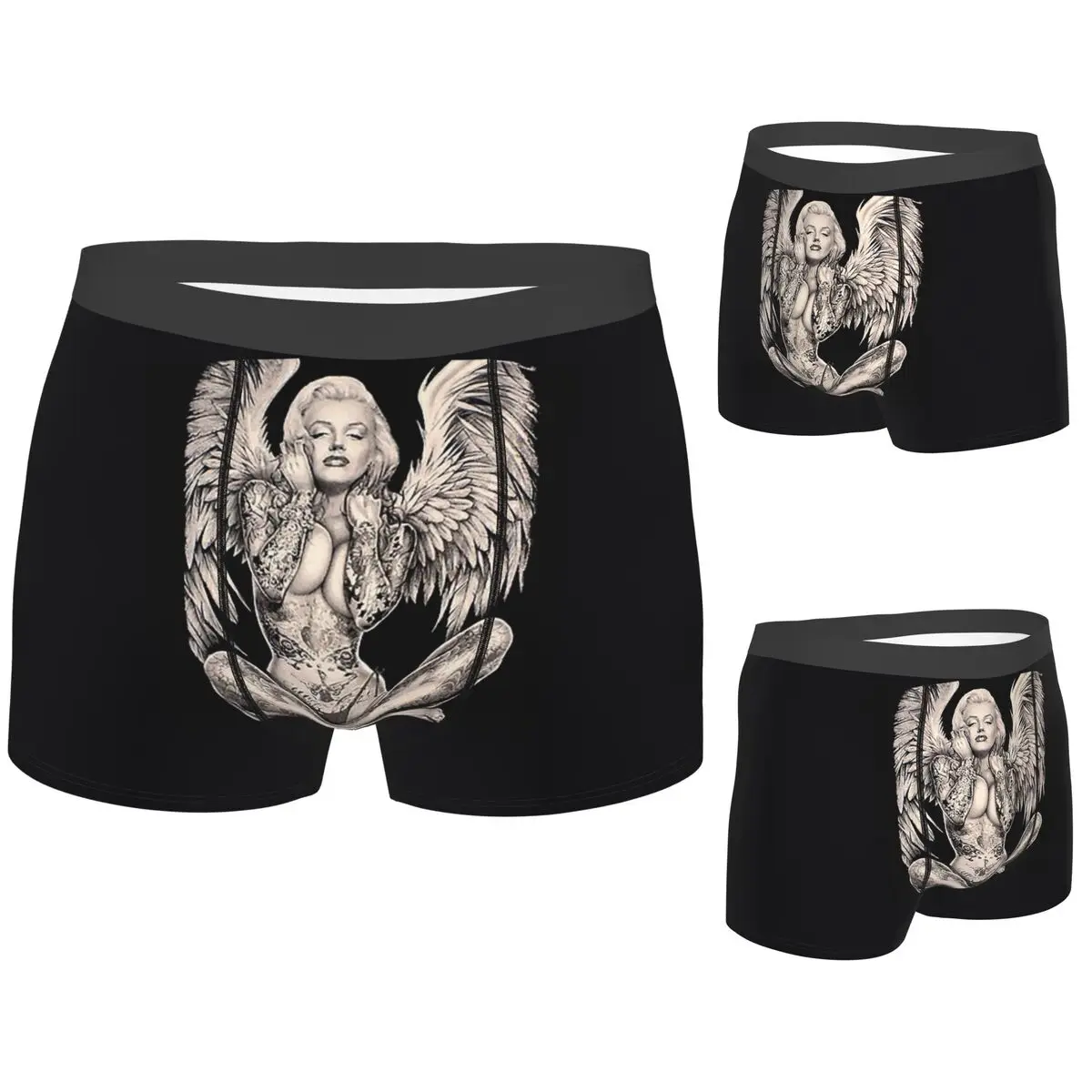 

Boxer Underpants Shorts Marilyn Vintage Abstract Tattooed Angel Panties Men Ventilate Underwear for Homme Man Boyfriend Gifts