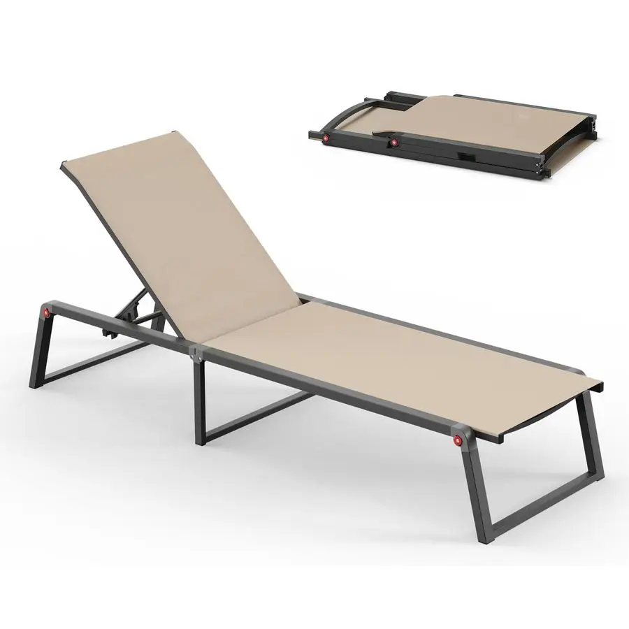 

Aluminum Chaise Lounge Chair Outdoor, Foldable amp Assembly Free Patio Pool Lounge Chairs 5Position Recliner for Outside Poolsi
