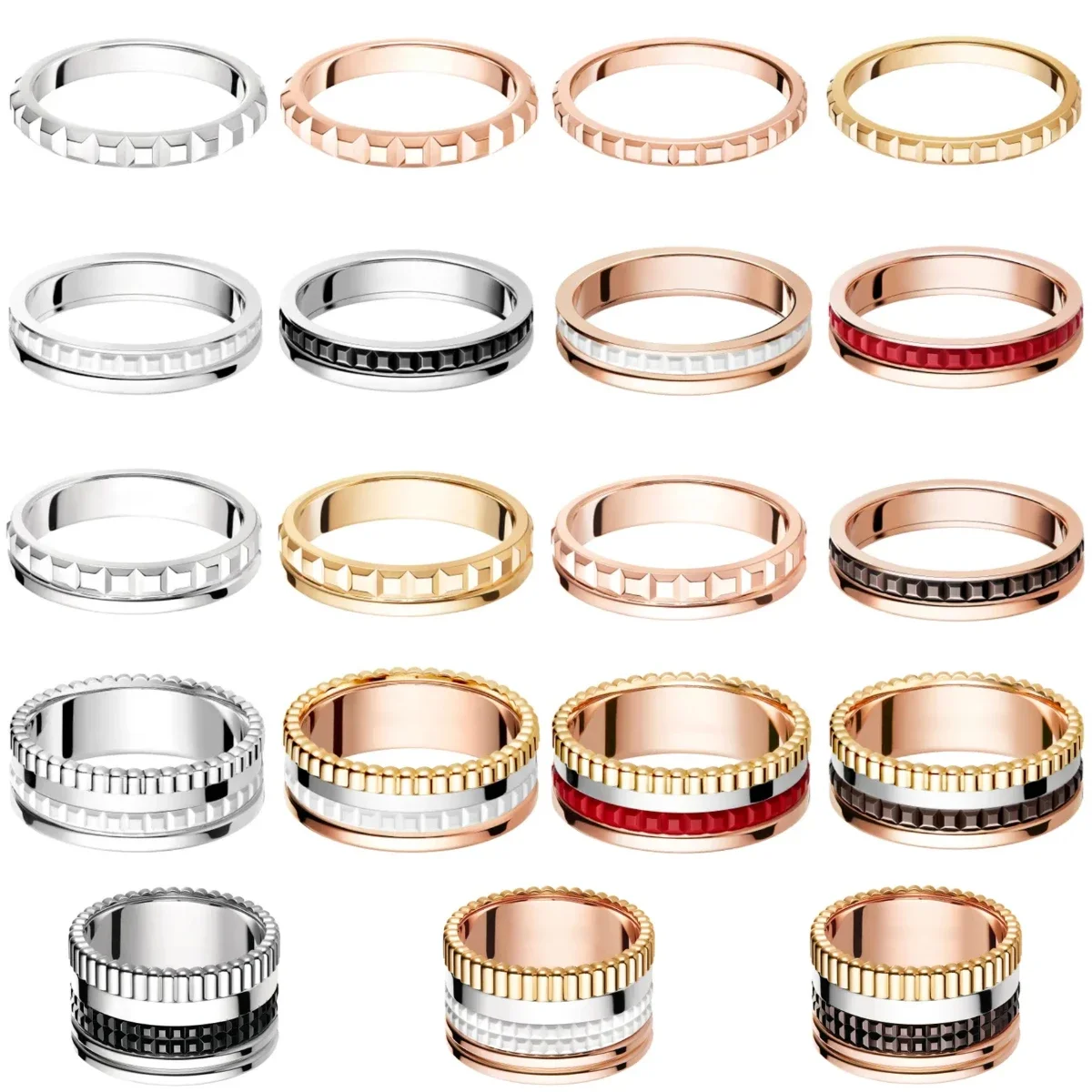 S925 SLIVER High Quality Fashion Luxury Quatre Classique Ring Gear Rotating Red White and Black Baolong Rings Women's Jewelry