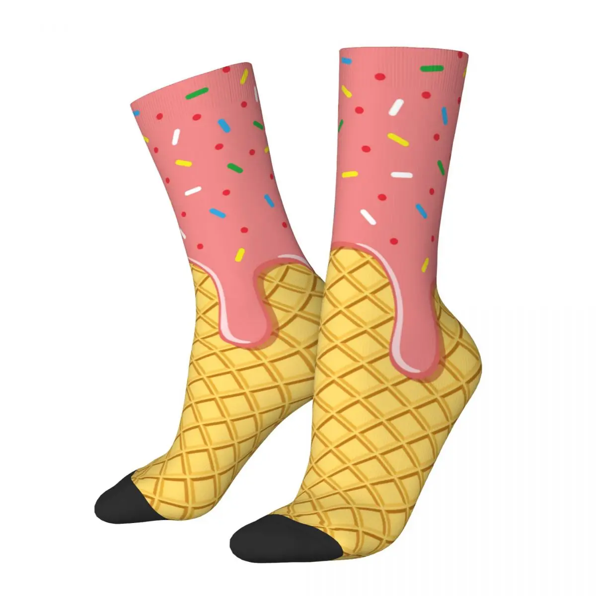 Melted Chocolate Vanilla Ice Cream Sock Printed Man Polyester