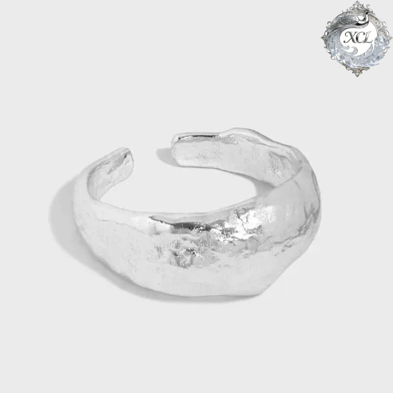 

Открытое кольцо из стерлингового серебра XCL S925 для женщин, кольцо INS Niche с неровной текстурой, минималистичные универсальные ювелирные изделия в стиле хип-хоп и панк