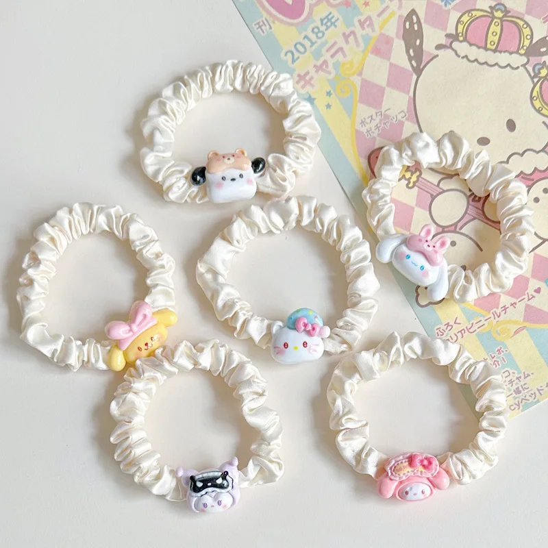 

6Pcs Sanrio Hello Kitty Hair Rope Cartoon Anime Cute Kuromi Cinnamoroll HairBand Fashionable Hair Accessories Girl&Holiday Gift