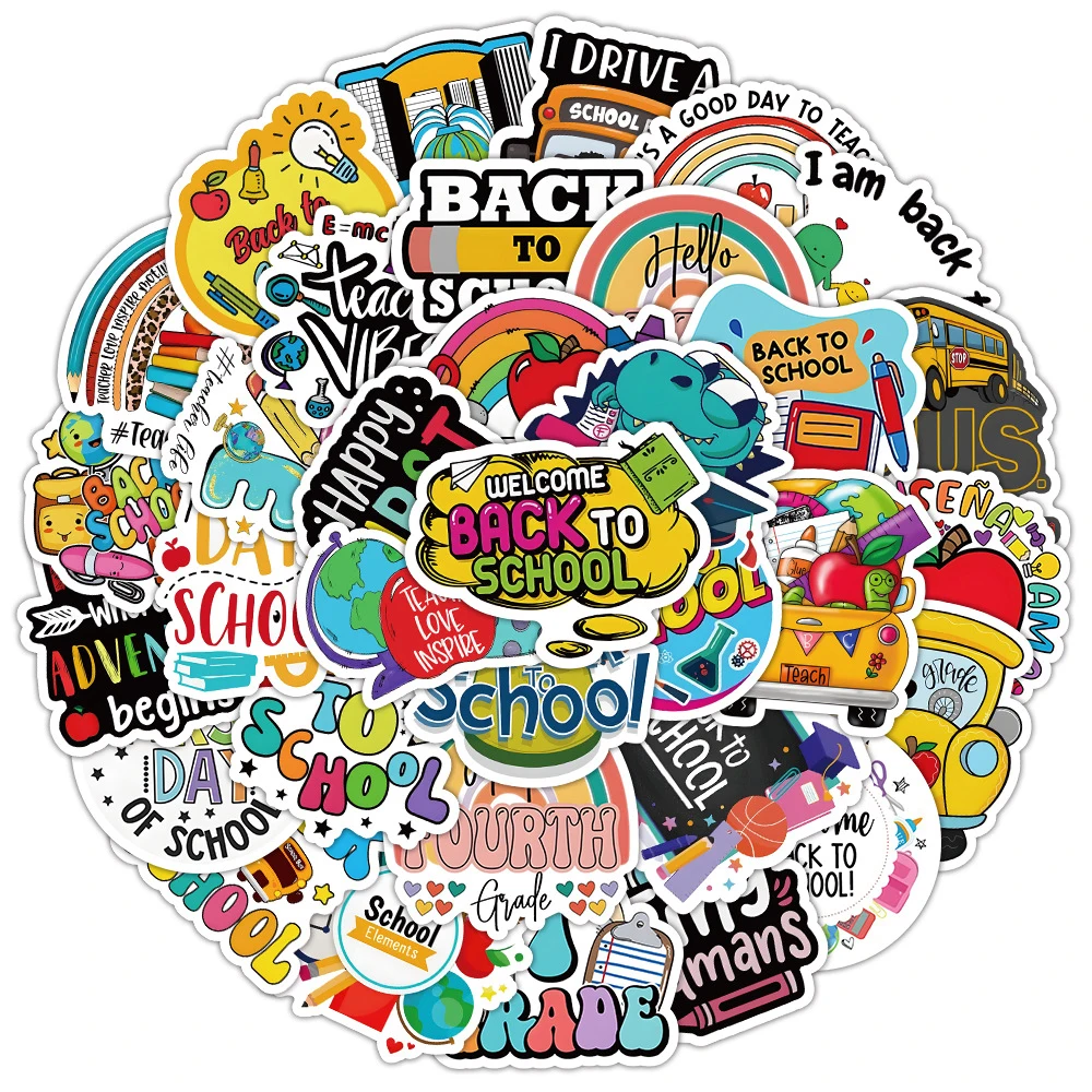 

10/30/50/100pcs Cartoon School Opening Graffiti Stickers Decals Laptop Phone Notebook Suitcase Decoration Sticker for Kids Toys
