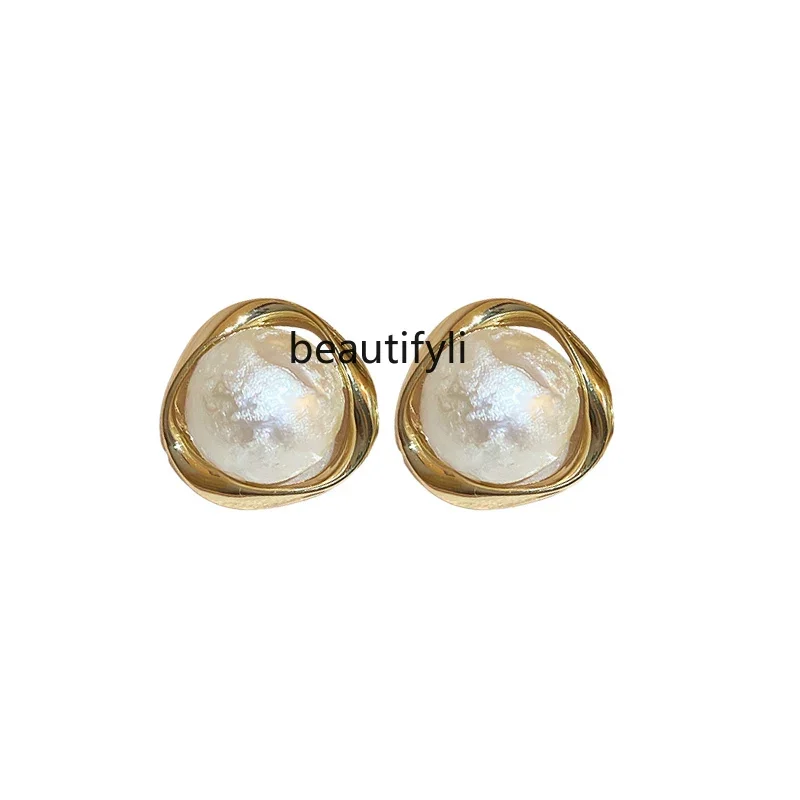 Earrings new popular light luxury temperament atmospheric pearl stud earrings temperament retro earrings