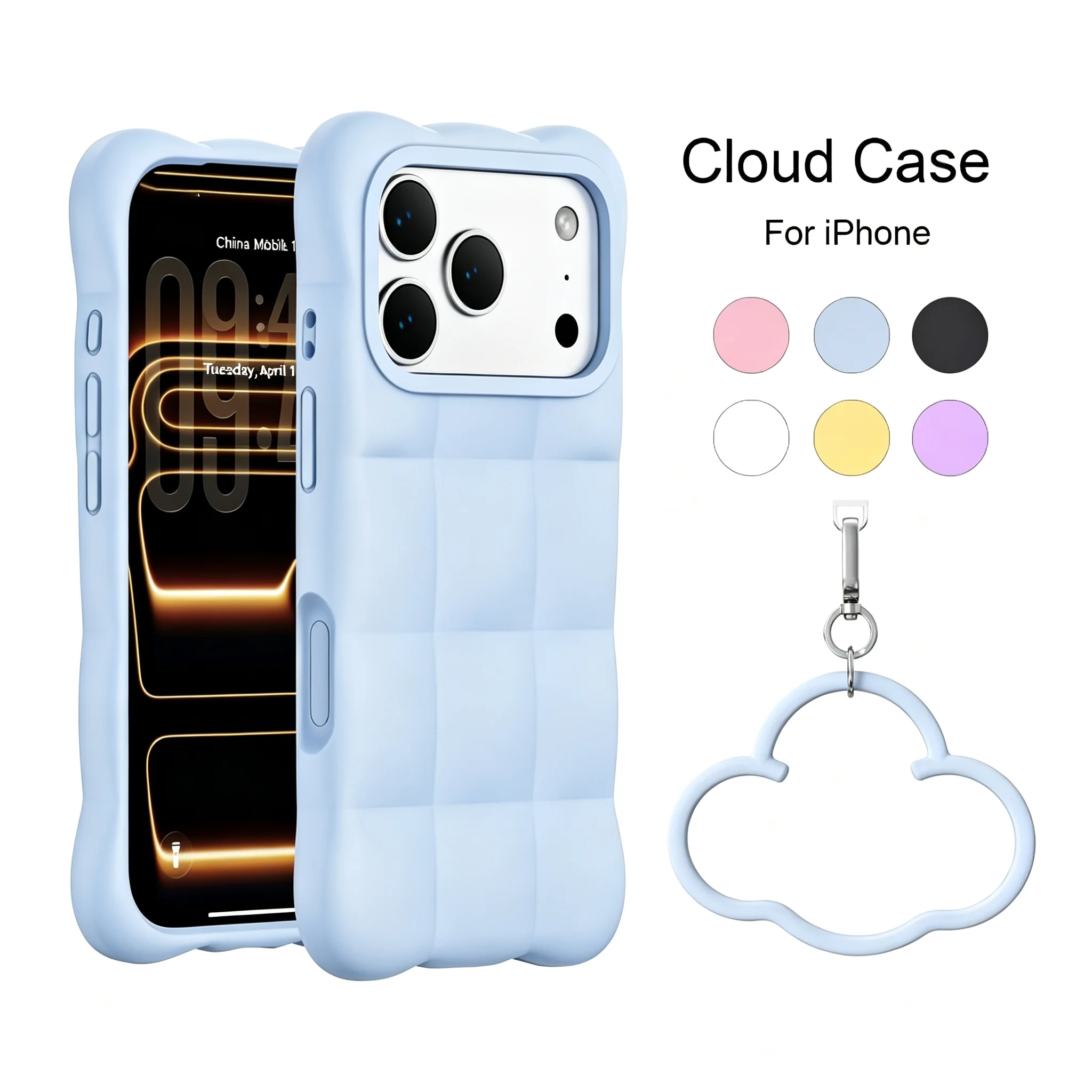 Premium Cartoon Cloud Shaped Case For iPhone 18 17 16 15 14 13 Pro Max Full Button Coverage Shockproof Skin Feel Silicone Cover