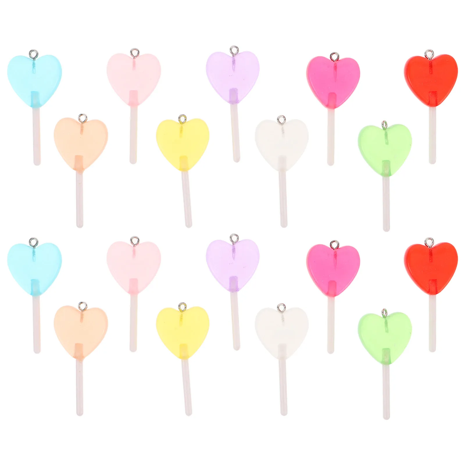 40 Breloques Mini Sucettes en Résine, Pendentifs Cœur Bonbon Vibrants pour la Fabrication de Bijoux, Projets Artisanaux, Porte-clés, Décoration de Sacs, Anniversaire