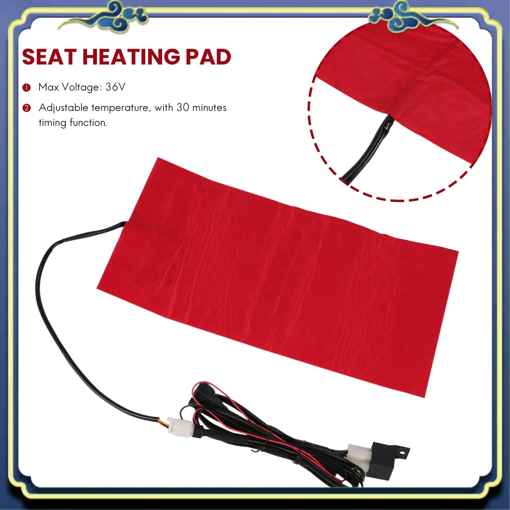 AU16-25W 12V Universal Motorcycle ATV Seat Heated Cushion Waterproof Pad Heating Pad Mat Winter Warmer
