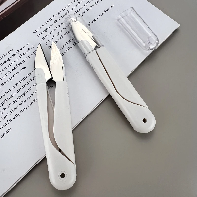 Stainless Steel Spring Scissors with Cover Portable Thread Head Fish Thread Sewing Scissors Cross-stitch Tailor's Scissors