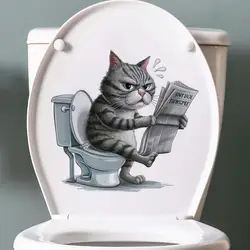 Grappige Kat Hond Vos Tijger Dier op het Toilet Sticker Badkamer Wc Cover Sticker Muursticker WC Thuis Badkamer Decoratie S353