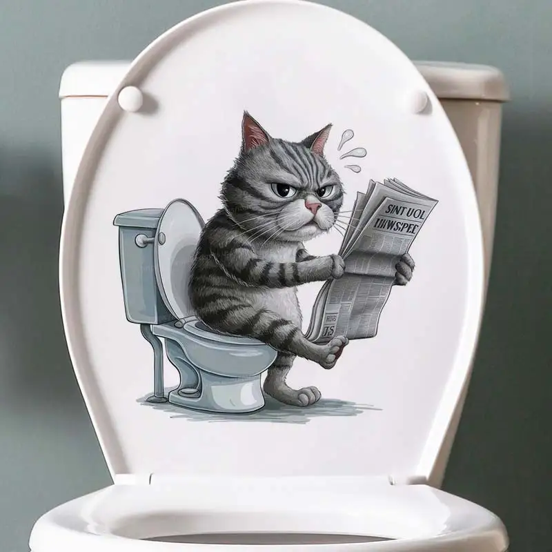 Funny Cat Dog Fox Tiger Animal on the Toilet Sticker Bathroom Toilet Cover Sticker Wall Sticker WC Home BathRoom Decoration S353