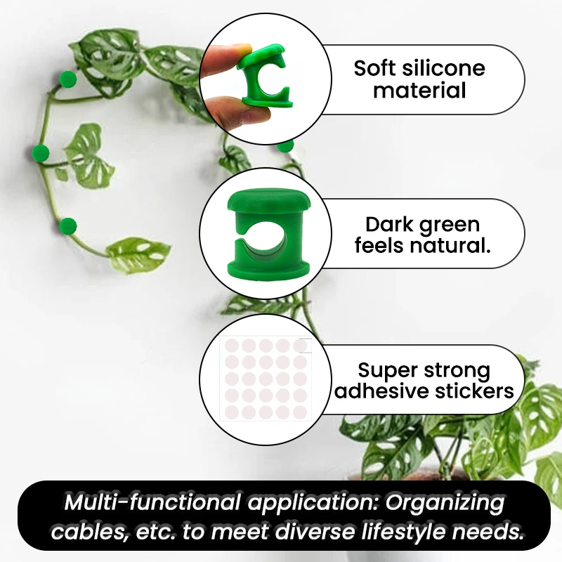 10/20PCS Self-Adhesive Wall Hook Plant Climbing Wall Fixture Clips Desktop Datacable Fixer Invisible Binding Clip Sticky Clip