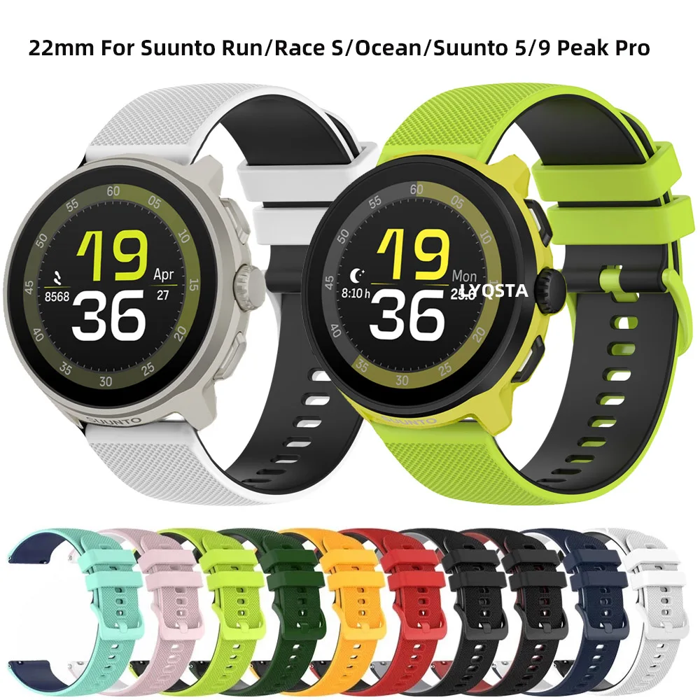 Suunto Run Ocean Strap 시계 밴드 팔찌 교체 용 손목 밴드 용 22mm 실리콘 시계 스트랩 Suunto Vertical Race S Band 용