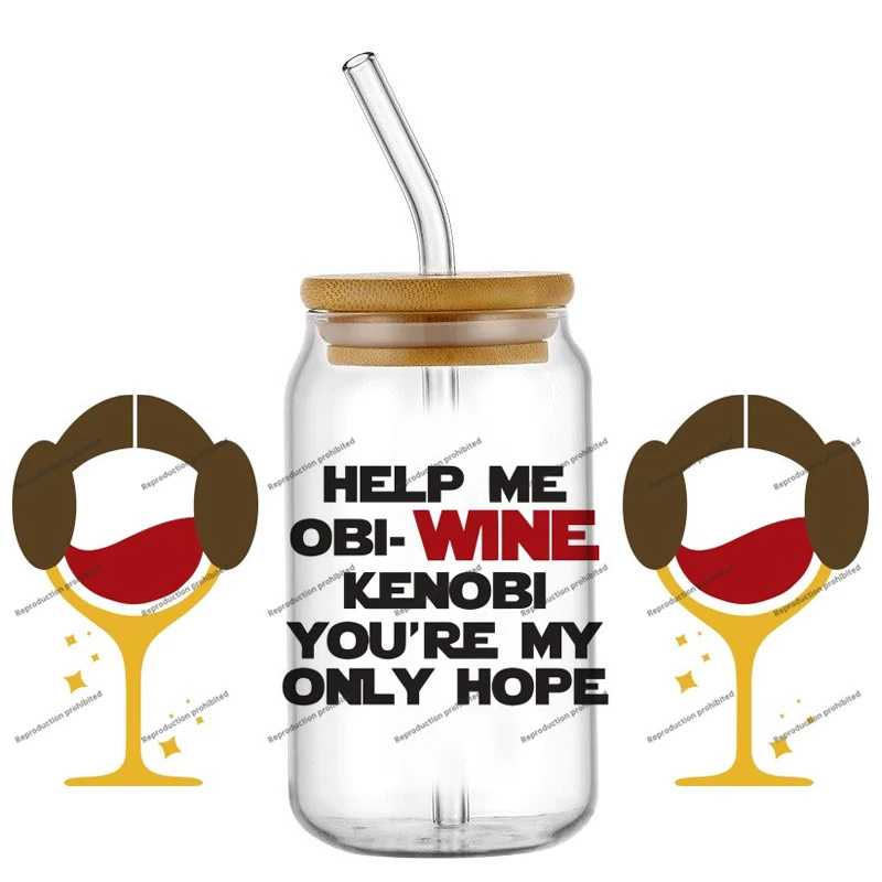 Hotsale UV DTF 3D Alcohol Drinking Wine Transfer Stickers For 16oz Glass Can Cup Coffee Mug Wrap DIY Decals Colors Handicrafts