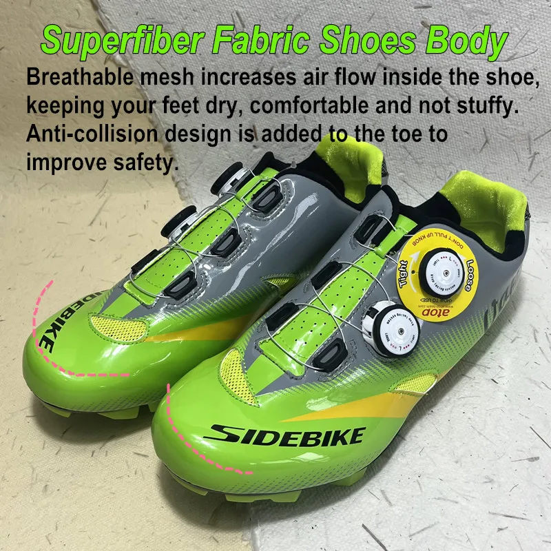 SIDEBIKE Nylon Cycling Sneaker Mtb Mountain Bicycle Shoes Breathable Men\'s Sneakers Atop Knob Sport Shoes for Adults