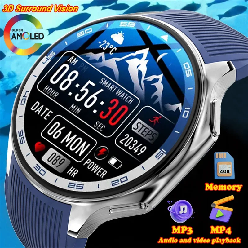 For HUAWEI OPPO Watch X Smart Watch 4G Memory MP4 Music 3D View Bluetooth Call Heart Rate Sport Fitness Smartwatch TWS Earphones