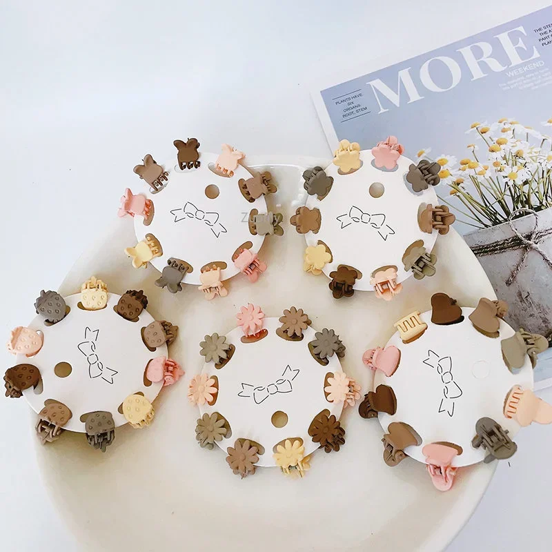 10 Uds. De pinzas para el pelo pequeñas con corona de estrellas y flores coloridas para niñas, pinzas decorativas para el pelo, horquillas, accesorios para el cabello para niños