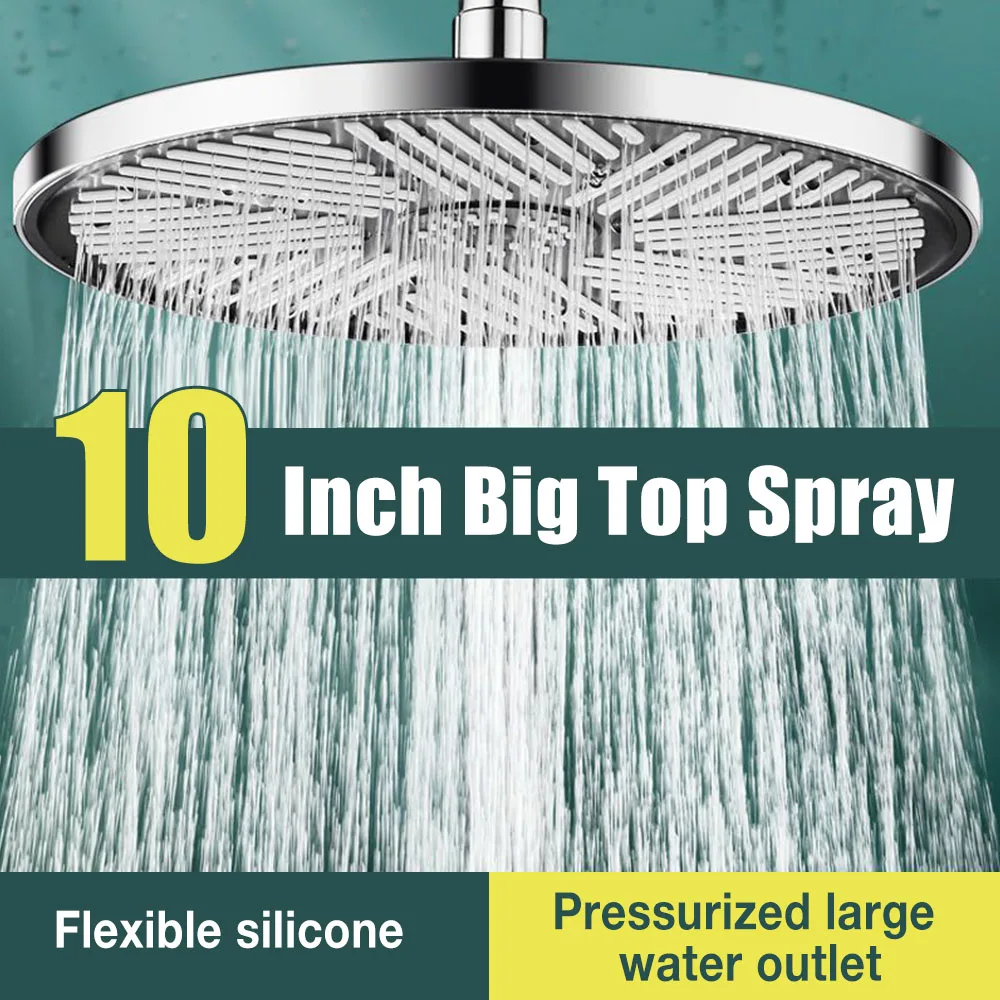 10inch Big Panel Rainfall Shower Head,High Pressure Shower Head,Water Saving,Top Rain Shower Faucet Bathroom Accessories