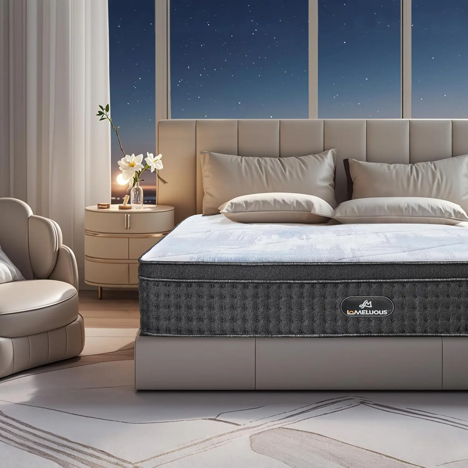 

Queen Mattress 14 Inch Hybrid Mattress Queen Size with 4 Layers Premium Gel Memory Foam and 7-Zone Pocketed Coils Edge Support P