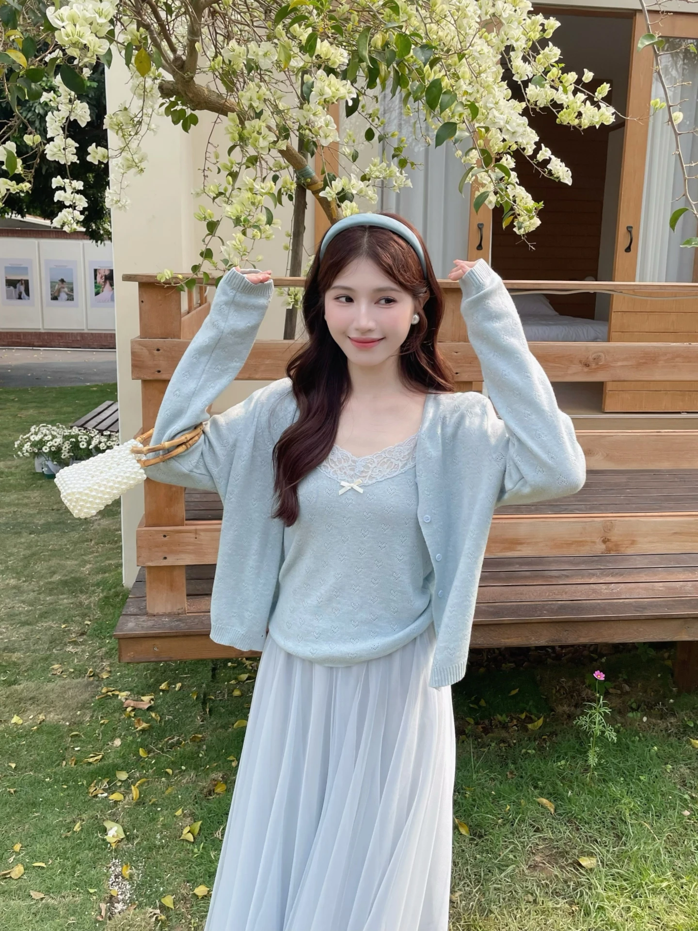 

MOBAI Gentle Knitted Lace Cardigan And Camisole Set Women's Spring Sun Protection Outerwear Inner Top High Elasticity V-neck ...