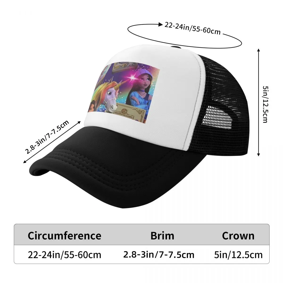 Unicorn Academy Animation Girls Cap Fashion Mesh Baseball Caps Adjustable Hat Hip Hop Summer Unisex Baseball Hats