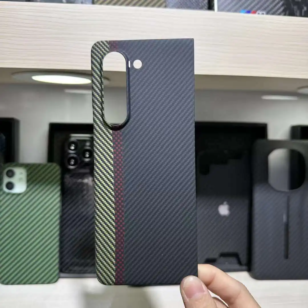 ACC- Funda de teléfono de carbono real para Samsung Galaxy Z Fold 4, 5, plegable, de grano aleatorio, ultrafina, anticaída, 5G