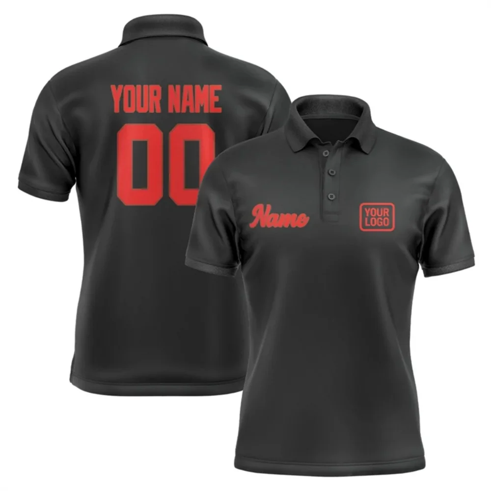 

Personalized DIY Black Polo Shirts Customized Name Team Name Logo Number Team Uniforms Loose Darts Bowling Billiards Golf Tops