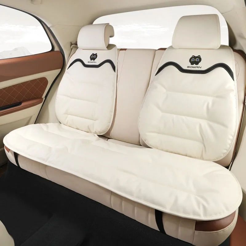 Leather Car Seat Covers Full Set Universal Four Season Car Seat Protection Mat Cute Car Accessories Interior Woman Seat Covers