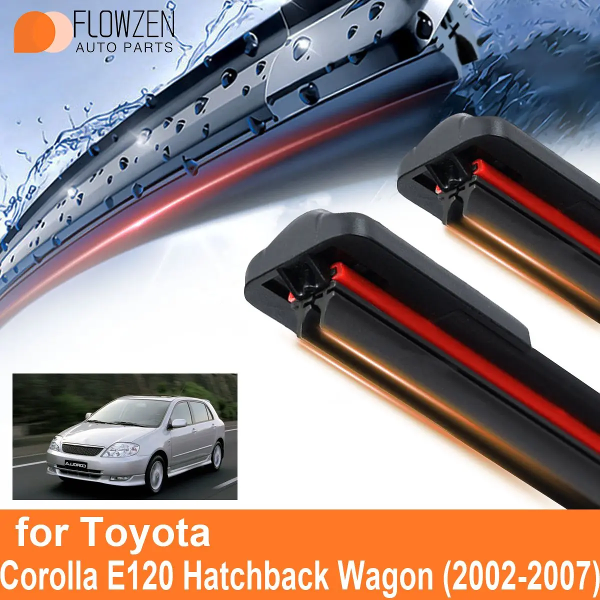 Car Windshield Wiper Blades for Toyota Corolla E120 Hatchback Wagon Double Rubber Frameless Bracketless WipersSoft Accessories