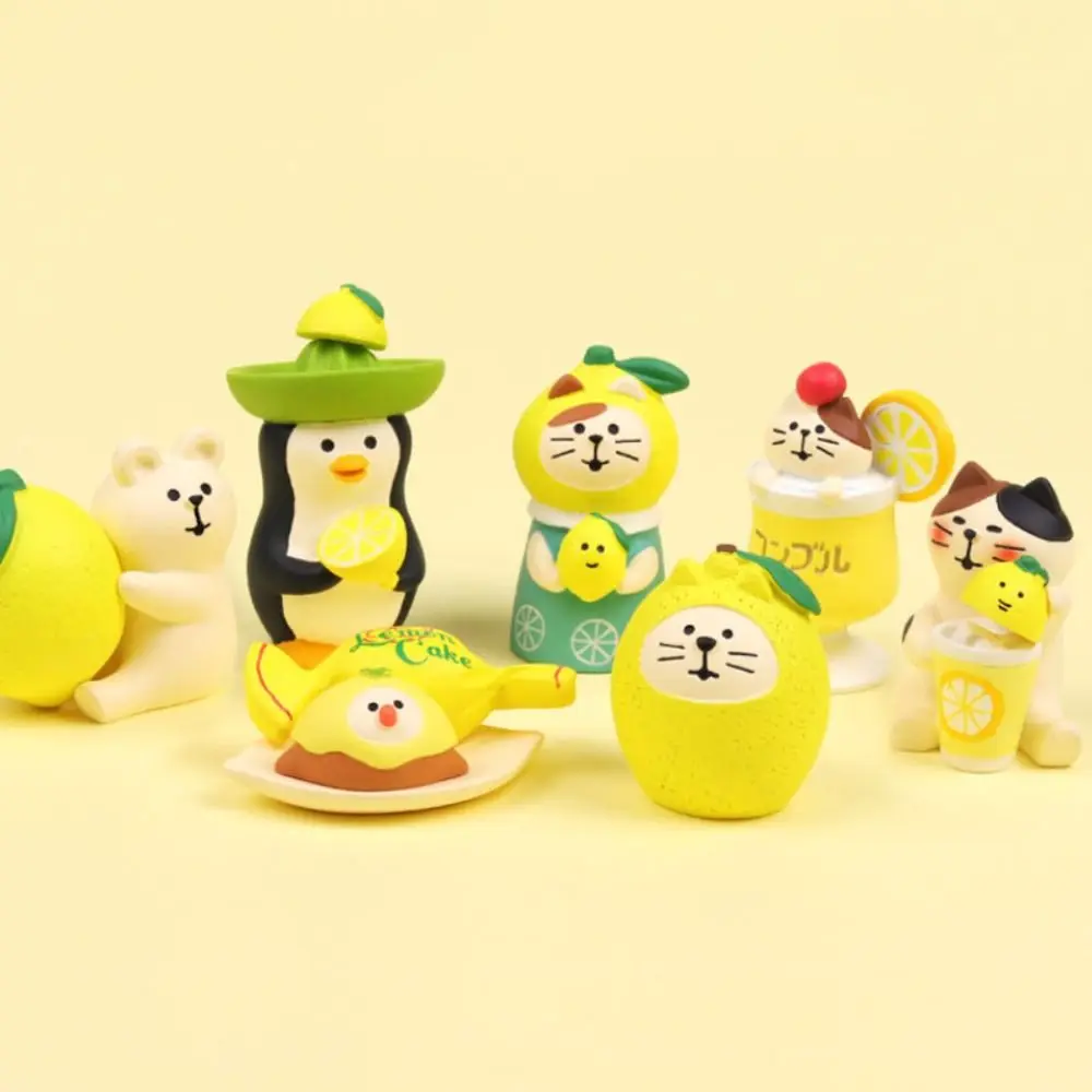 Japanese Groceries Lemon Cat Zakka Tide Play Gift Miniature INS Resin Crafts Small Decoration Scene Decoration Gift