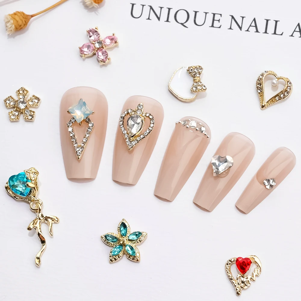 10pcs 3D Luxury Diamond Nails Art DIY High Quality Alloy Rhinestone Jewelry Nail Decoration Fashion Design Manicure Accessories