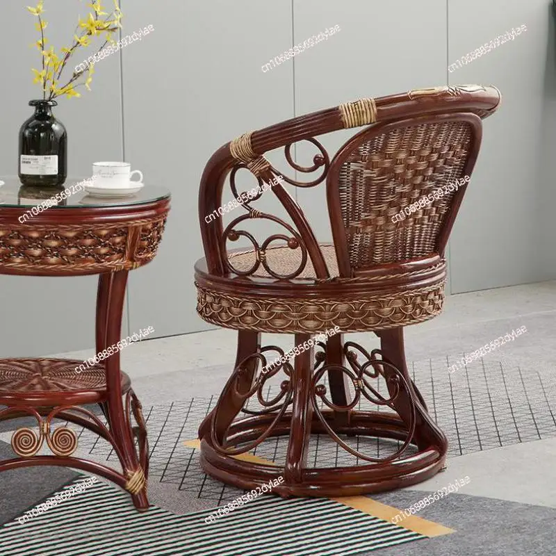 Rattan Chair Coffee Table Three Piece Set Rotating Balcony Table and Chair Leisure Combination Rattan Chair