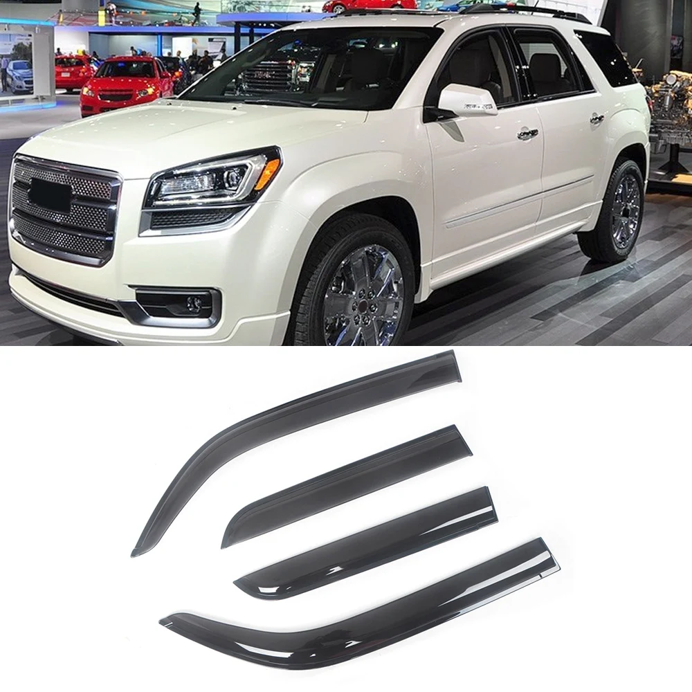 For GMC Acadia 2007-2019 Auto Side Window Wind Deflectors Visors Black Rain Guard Door Visor Vent Shades Dark Smoke Ventvisor