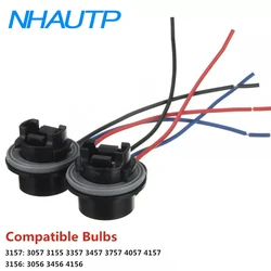 NHAUTP 2Pcs T25 P27W P27/7W 3156 3157 Bulb Socket Connector Car Light Base With Wire Auto Lamp Accessories