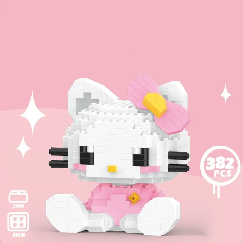 Hello Kitty Building Block Sanrio Anime Figure Kuromi Assembled Toys Decorative Ornament Model My Melody Children\'s Puzzle Gifts