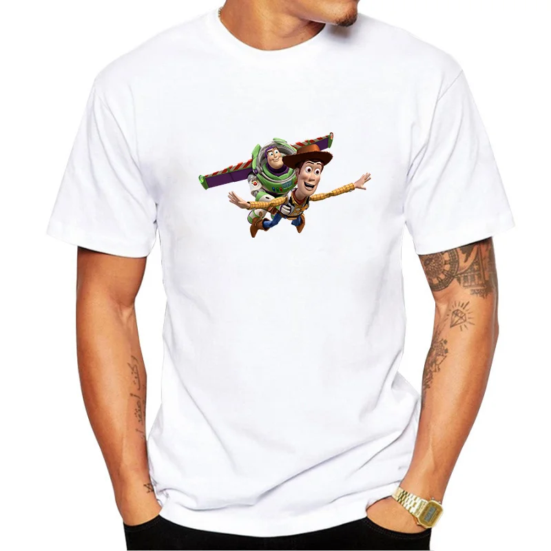 Toy Story Woody Buzz 100% Cotton T Shirt Streetwear Short Sleeve Tshirts Men Women Summer Clothing T-shirt Tees Tops