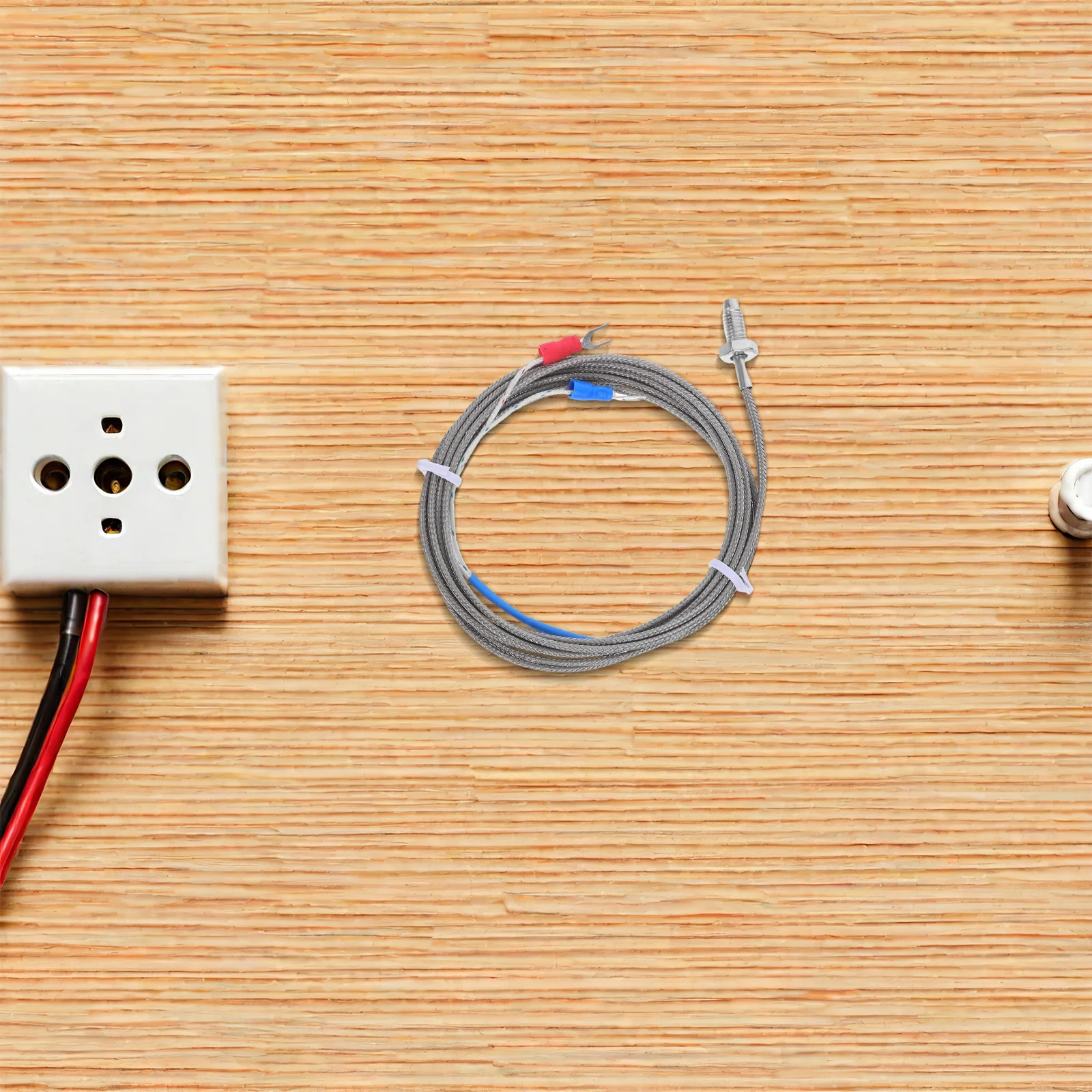 Sonda termocoppia tipo K da 2 pezzi, filettatura M6, cavo da 2 m, ad alta precisione per macchinari industriali e dispositivi da laboratorio, argento