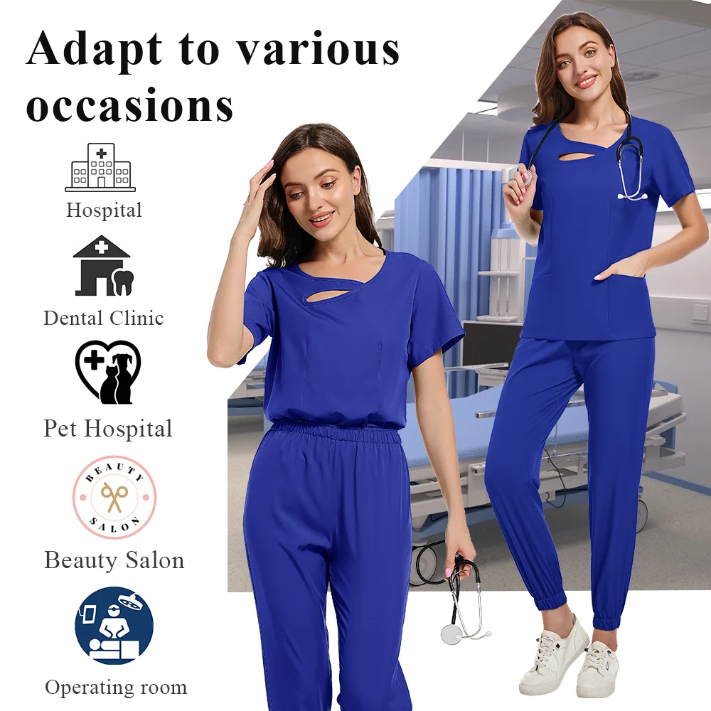 Красота спецодежды, женская медицинская униформа медсестры, хирургические скрабы, комплект, спа-топ, брюки, одежда для ухода за клиники, униформа для кормления, костюм для бега