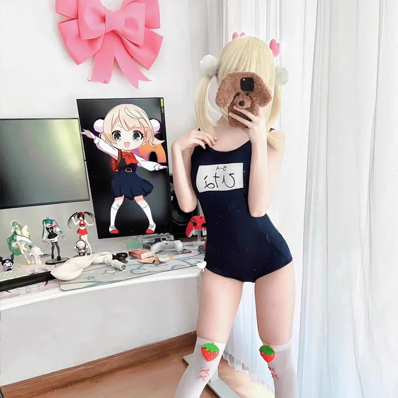 

Kawaii Japanese School Girl Gym Suit Navy Blue Swimsuit Swim Wear Cosplay Sexy Cute Anime Clothes Jumpsuit Beach Pool Party Set