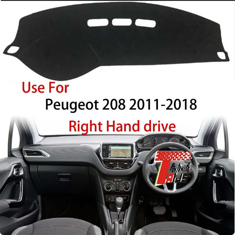 2 Layers polyester Car Inner Dashboard Cover For Peugeot 208 2011 2012 2013-2018 Right hand drive Dash Mat Sun Shade Pad cooling