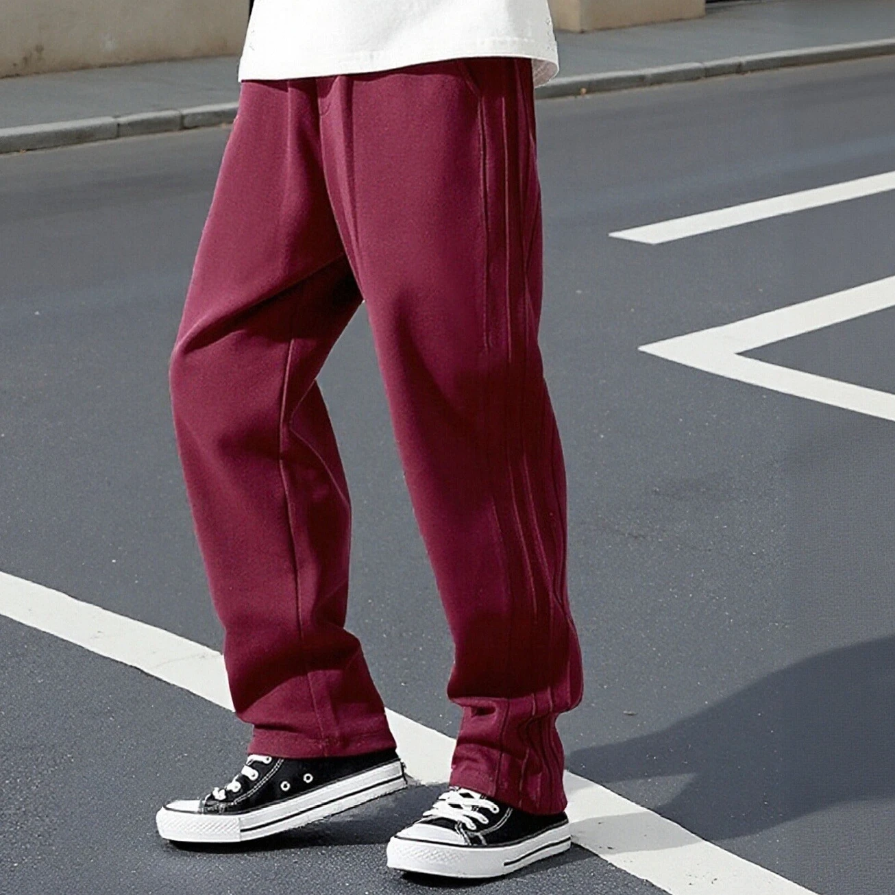 Boys Straight Sweatpants Cotton Elastic Waist Wide Leg Trousers for Teen Kids Daily Street Casual Pants Slimming Sports Wear