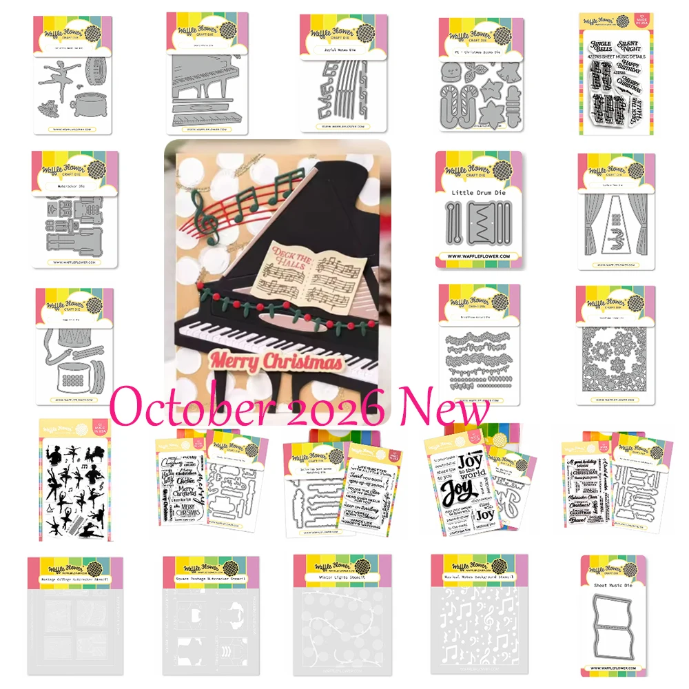 Waffelblumen Oktober 2026 Neuer Vorhang und Schneeflockenrahmen Metall-Stanzformen Stempel Schablone DIY Scrapbook Handkarten Foto