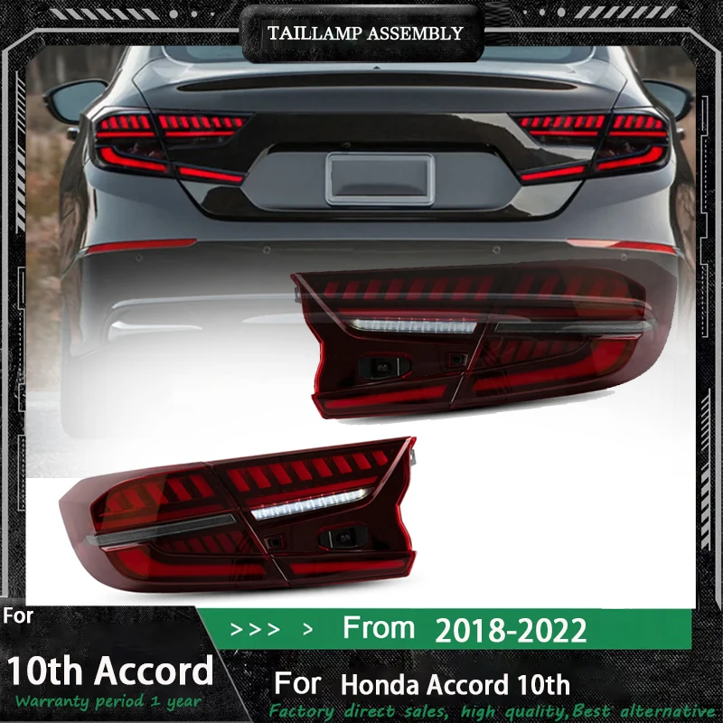 

Автомобильные светодиодные задние фонари для Honda Accord 10-го поколения 2018-2022, задние задние фонари, последовательные динамические указатели поворота, стоп-сигнал
