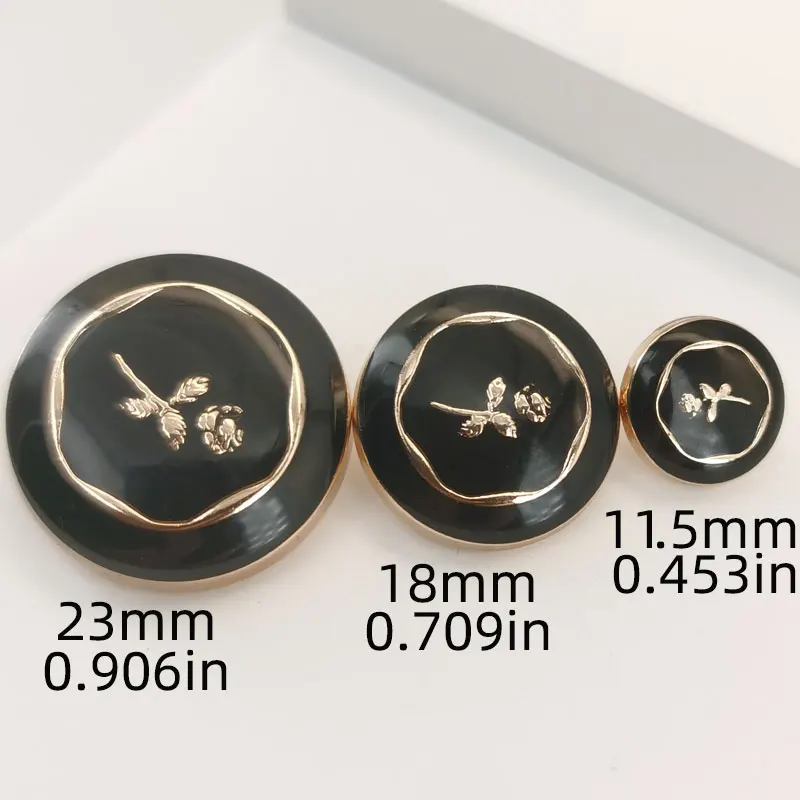 10 Stück 11,5/18/23 mm Metallknöpfe für Hemdmanschetten, Kragen, glatt, flach, Blumenmuster, Nähknöpfe für Windjacke-Kleidung – Detail 1
