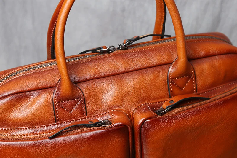 Retro Leder herren Aktentasche Top Schicht Leder Handtasche Lässig Schulter Messenger Tasche Business Laptop Tasche Trendy männer Tasche NZPJ – Detail 14