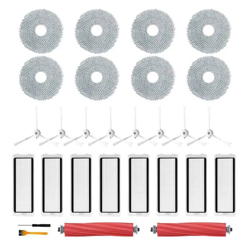 

Запасные части M04K для робота-пылесоса Roborock Q Revo / P10: основная и боковые щетки, HEPA-фильтр, салфетка для влажной уборки, мешок для сбора пыли