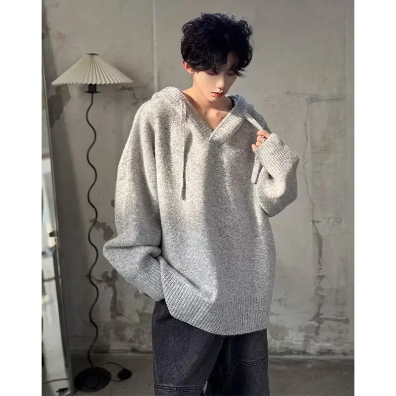 

Ay свитер с капюшоном, мужской осенне-зимний новый свитер, ленивый свободный топ, пара, трикотажное пальто, повседневное свободное пальто